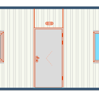 Frontalansicht des 3 mal 7 meter einraum bürocontainers
